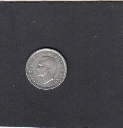 Beschrijving: 3 Pence  GEORGIUS VI